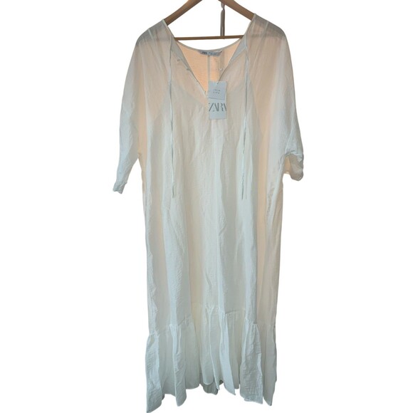 Zara Join Life White Maxi Dress Women’s Size Large NWT Loose Fit Boho Summer - Picture 1 of 5